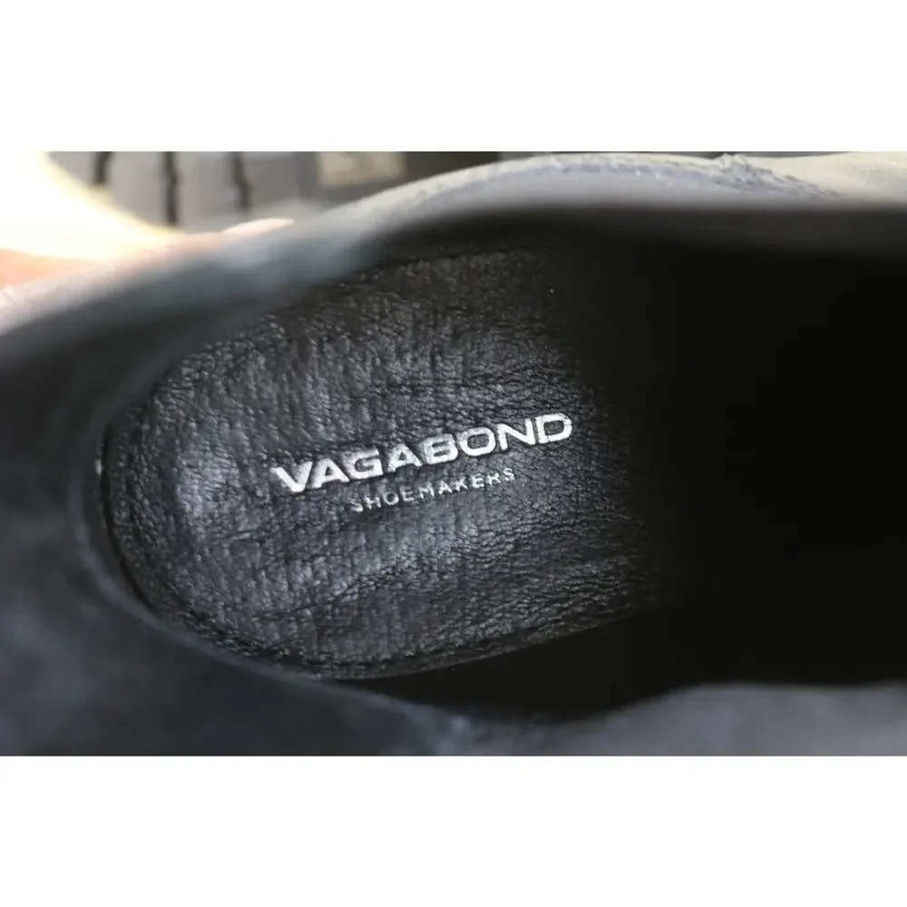 Vagabond Boots Womens 9 Black Leather 40 Dioon Platform Lug Ankle Block Heel